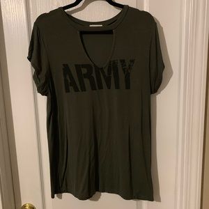 Army t shirt with keyhole